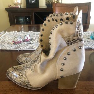 Brand new suede and snake booties!